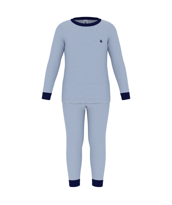 Blue and White Striped Classic Pajama Set