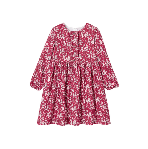 Red and White Violine Floral Dress