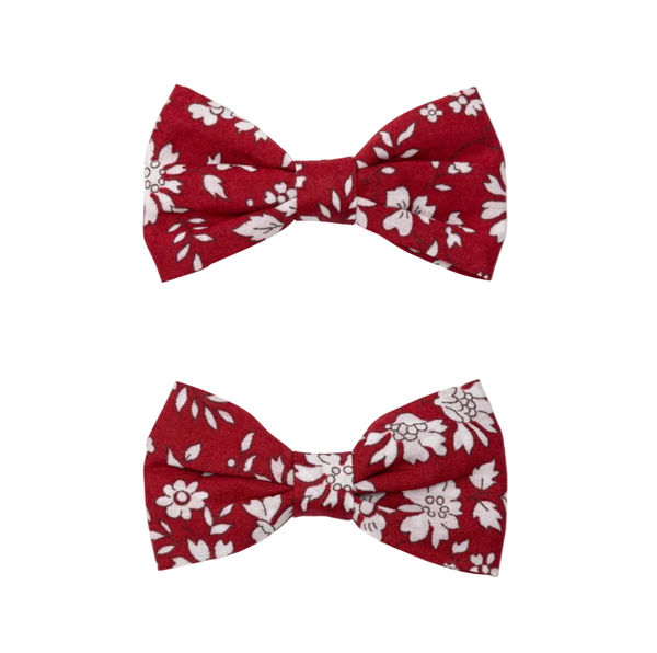 Red and White Beline Bow Hair Clips