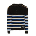Black Cable Blue Stripe Logo Patch Sweater