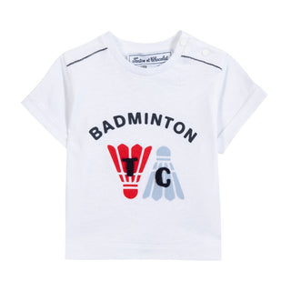 White Little Boys Badminton Club Tee