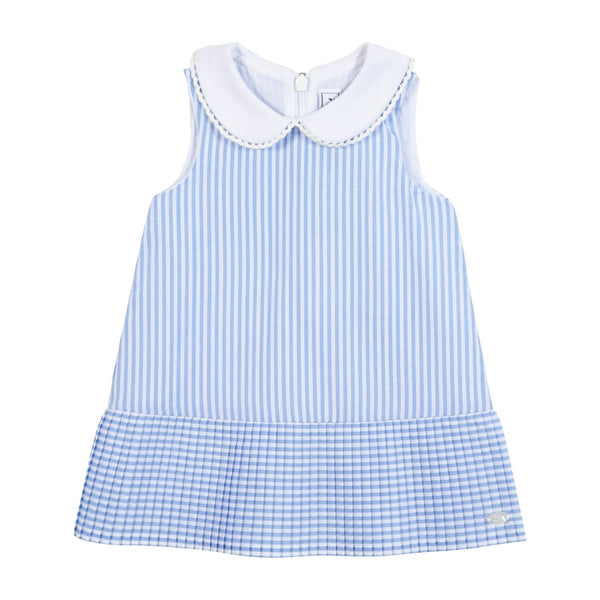 Blue and White Baby Collared Striped Dress