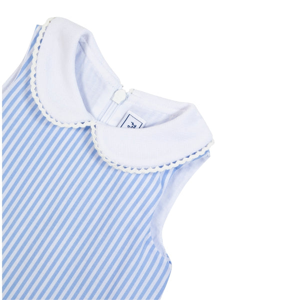 Blue and White Baby Collared Striped Dress