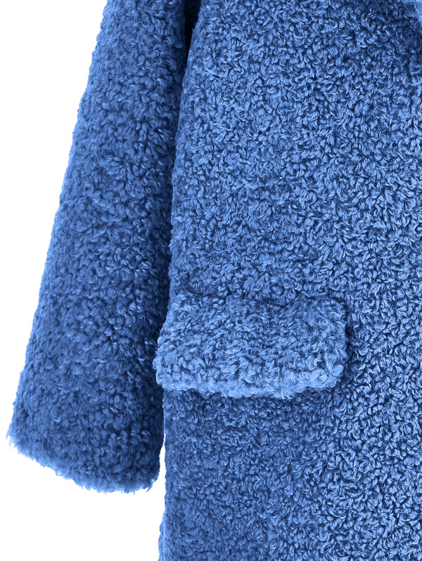 Blue Long Plush Teddy Coat
