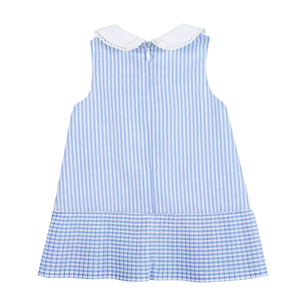 Blue and White Baby Collared Striped Dress