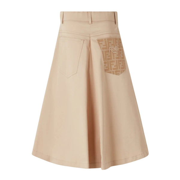 Beige Gaberdine Midi Skirt