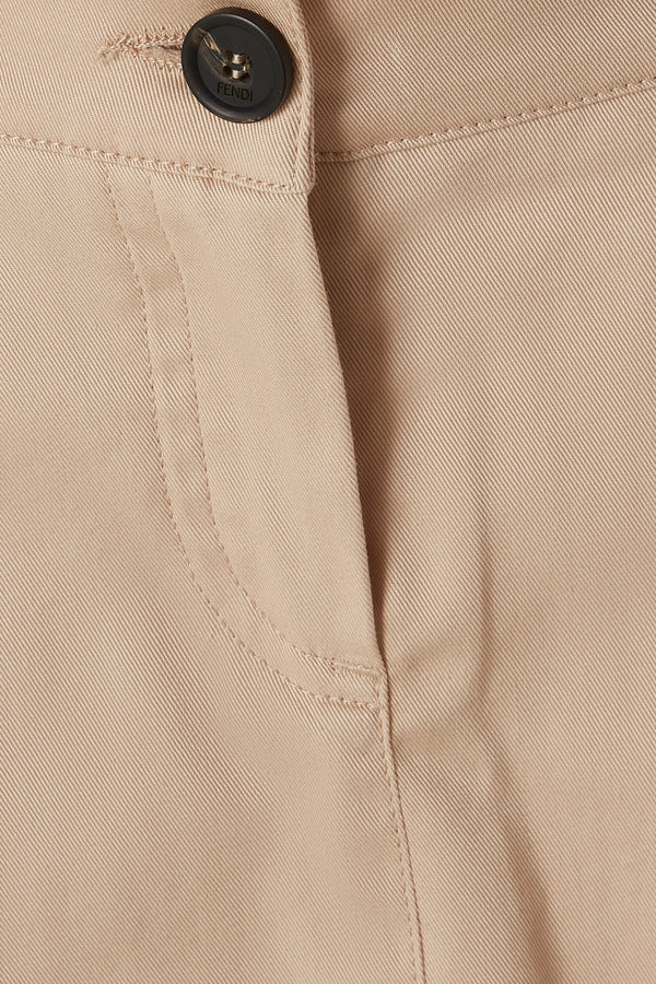 Beige Gaberdine Midi Skirt