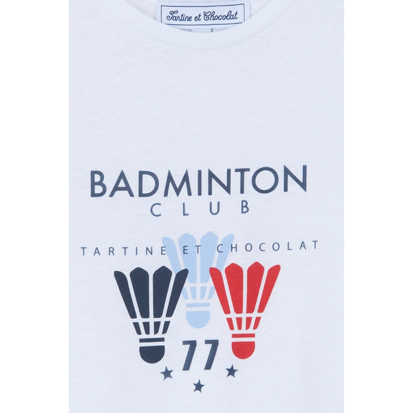 White Big Boys Badminton Club Tee