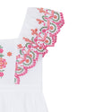 White with Pink Embroidery Dress