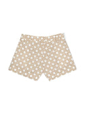 Beige Woven Print Pleated Shorts
