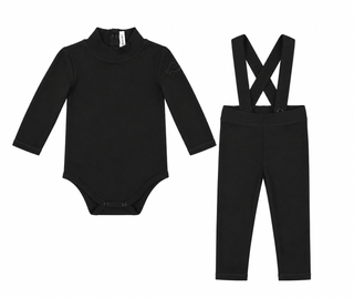Black Onesie and Overall Set