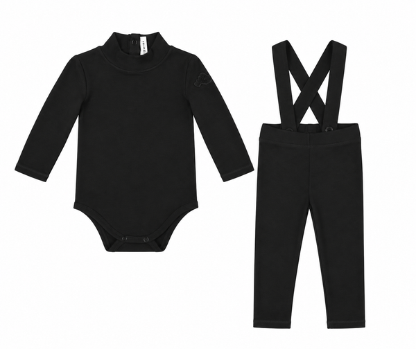 Black Onesie and Overall Set