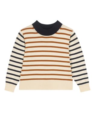Ivory Multi Colored Stripes Knit Sweater