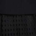 Black Drop Waist Laser Cut Bi-Fabric Dress