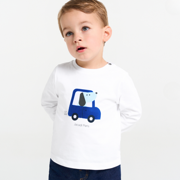 White Valse Car Long Sleeve Tee