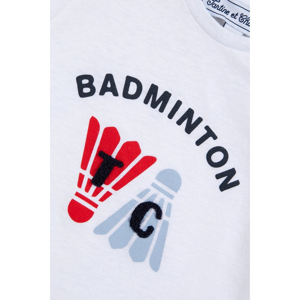 White Little Boys Badminton Club Tee