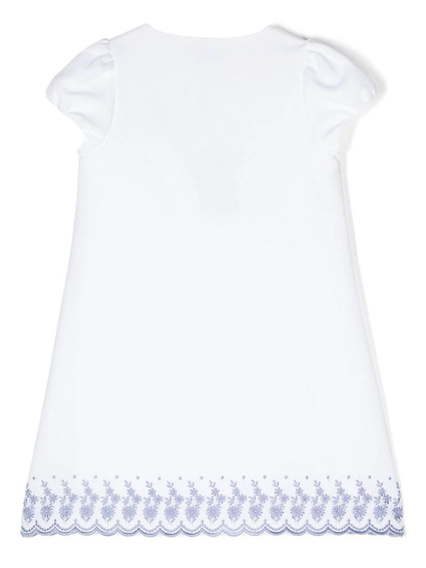 White with Blue Woven Dress
