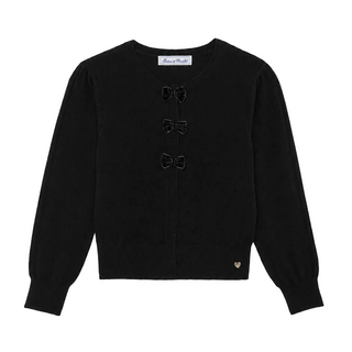 Black Velvet Bow Cardigan