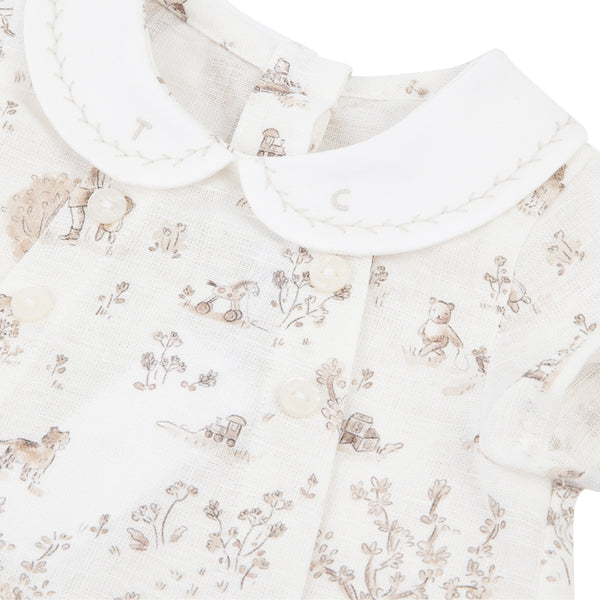 White Baby Linen Toile Bubble