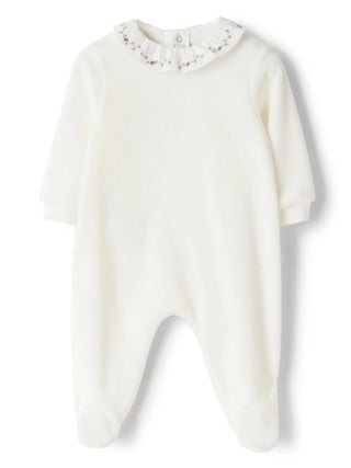 White Ruffle Collar Footie