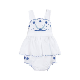 White Baby Blue Embroidered Detail Set