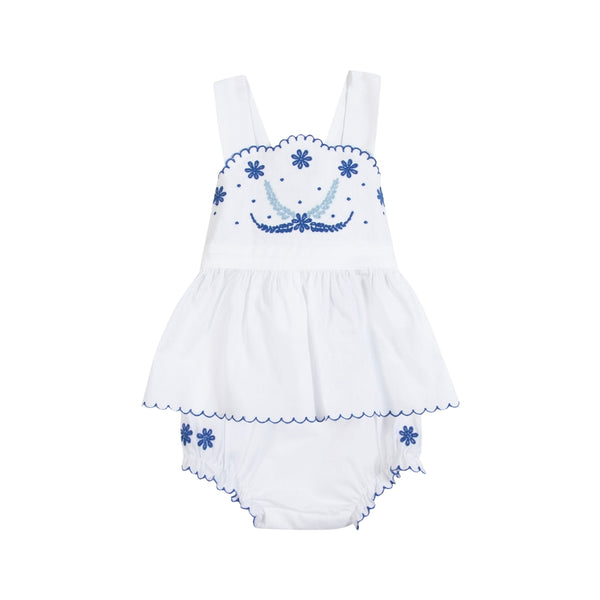 White Baby Blue Embroidered Detail Set