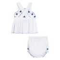 White Baby Blue Embroidered Detail Set