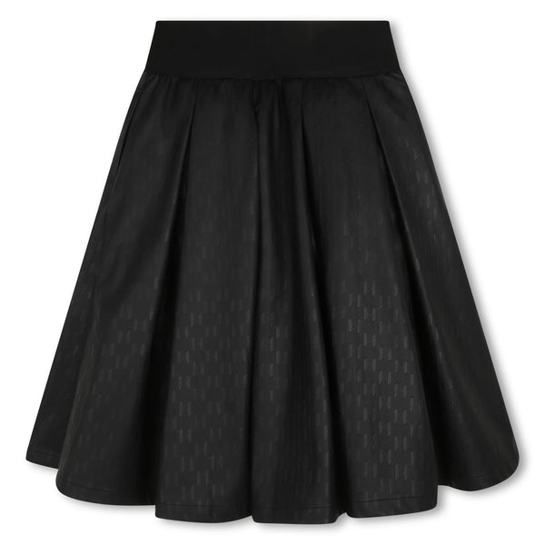 Black Pleather KL Logo Embossed Skirt