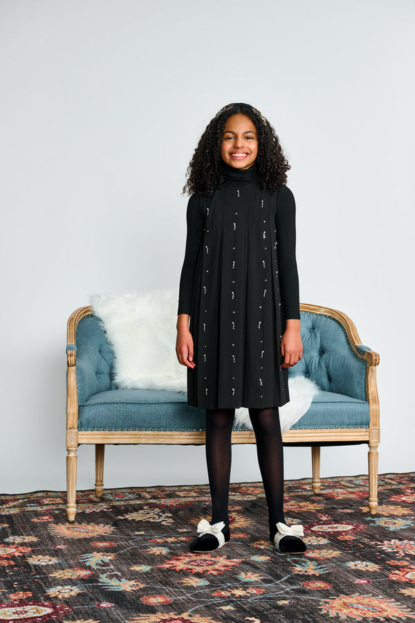 Black Pearl Sparkle Large Pleat Jumper