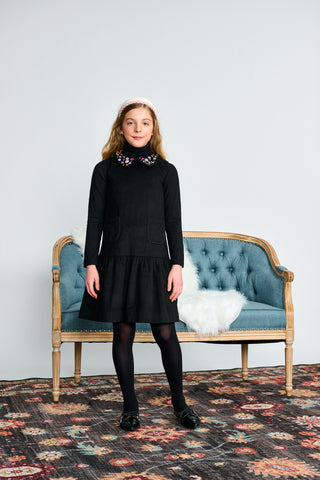 Black with Neon Beaded Collar Wool Jumper