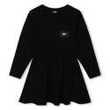 Black Elastic Waist Jersey Logo Dress