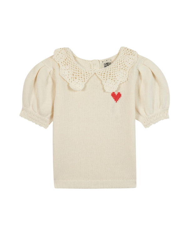 Cream Knit Niko Short Sleeve Sweater