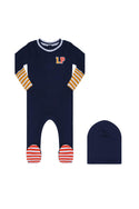 Navy Varsity Colorblock Footie