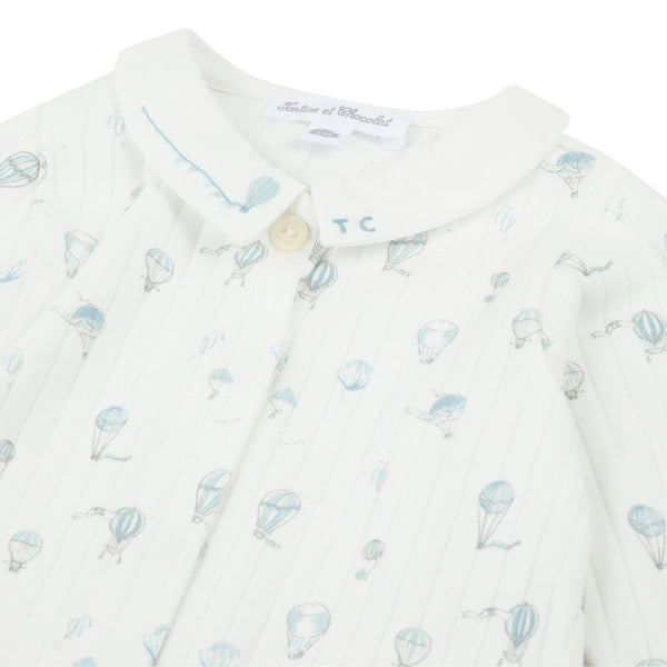 White Ribbed Hot Air Balloon Footie