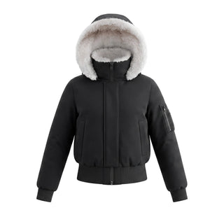 Black with White Fur Bomber Coat