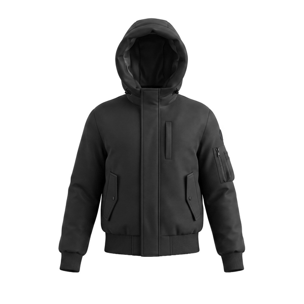 Black Matte Hooded Coat