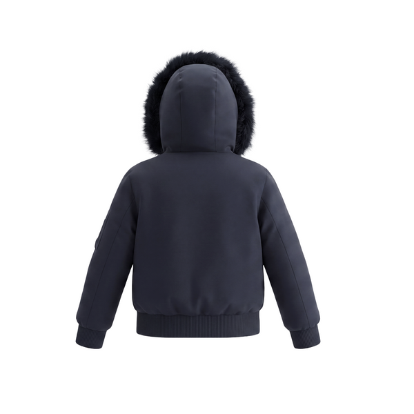 Navy Matte Hooded Coat