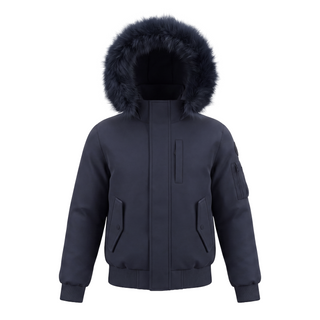 Navy Matte Hooded Coat