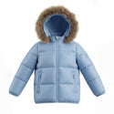 Light Blue Fur Hooded Coat