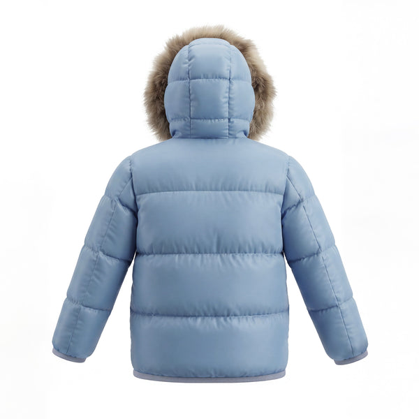 Light Blue Fur Hooded Coat