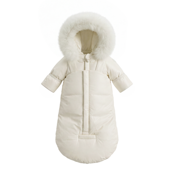 Ivory Fur Hooded Snow Suit Set