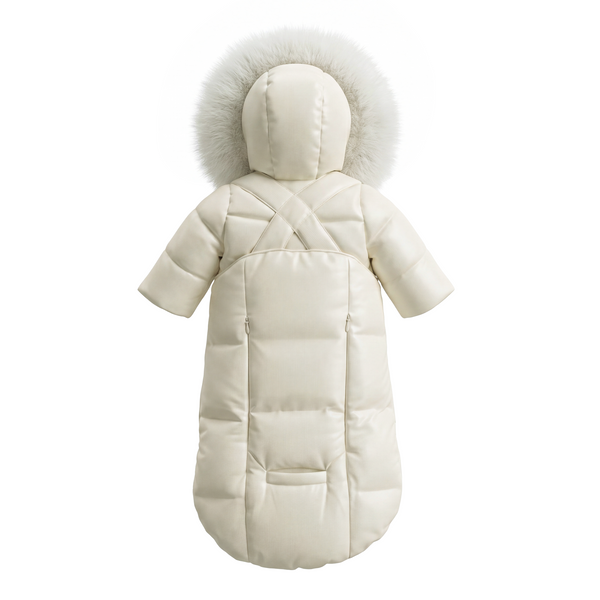 Ivory Fur Hooded Snow Suit Set