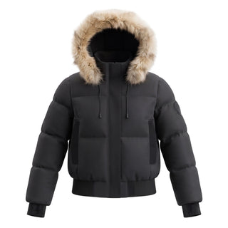 Black Scuba Contrast Bomber Coat