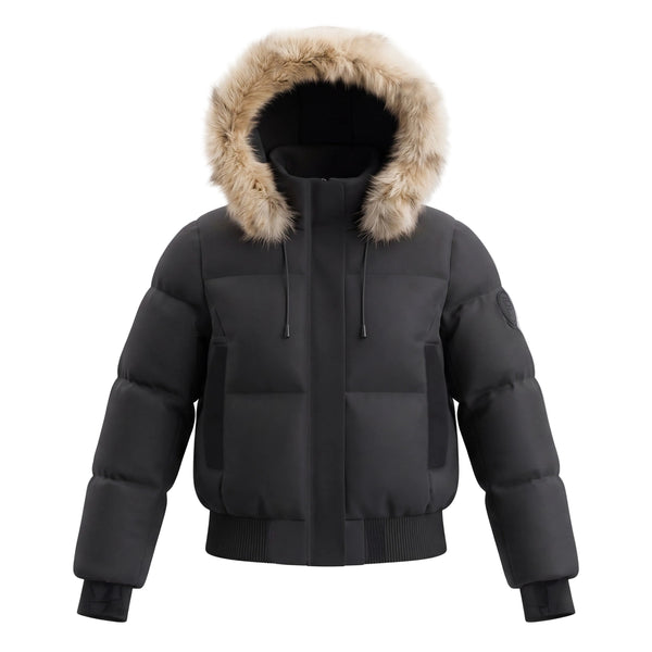 Black Scuba Contrast Bomber Coat