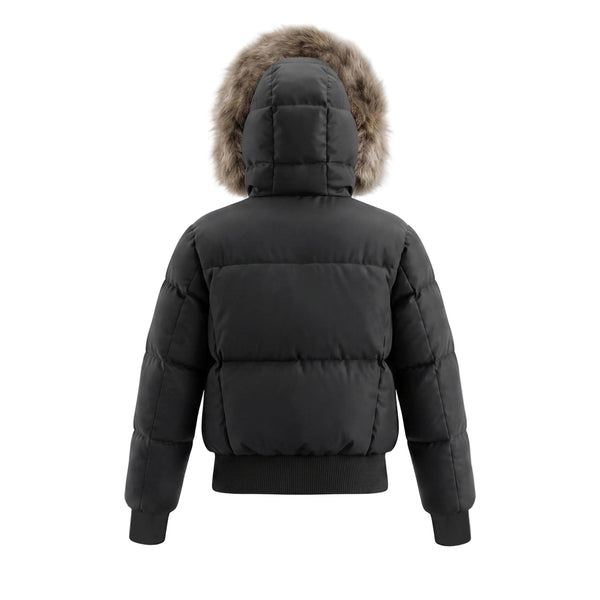 Black Scuba Contrast Bomber Coat