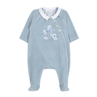 Blue Velour ABC Footie