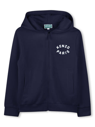 Navy Unisex Logo Zip Up Hoodie