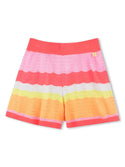 Fluorescent Knit Coral Striped Shorts