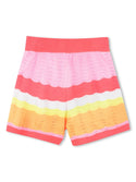 Fluorescent Knit Coral Striped Shorts