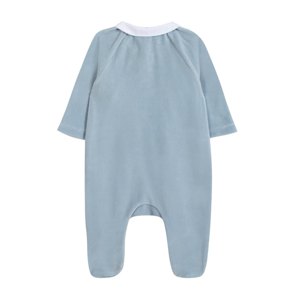 Blue Velour ABC Footie